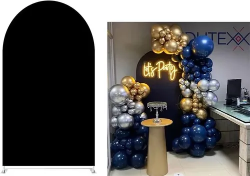 Miniatura 7 de Telón de fondo de arco beige champán, fundas de pared arqueadas de fondo elástico para fotografía de animales, decoración de fiesta de animales