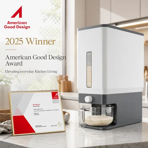 Miniatura 2 de Dispensador de arroz Lifewit 25 libras (11.3 kg), contenedor de almacenamiento de arroz sellado a prueba de humedad con taza de medición