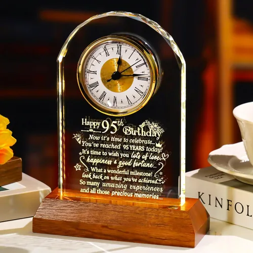 Miniatura 11 de Ornalrist Reloj de cuarzo de cristal de feliz cumpleaños número 100 para hombres y mujeres, regalo de cumpleaños de 100 años para padres, abuela