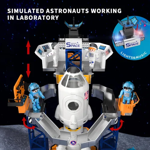 Miniatura 2 de Juguetes de Lanzador de Cohetes Transbordador Espacial para Niños de 3, 4, 5, 6, 7, 8, 9 años, juguetes aeroespaciales de construcción STEM 2 en 1