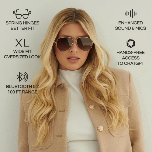 Miniatura 5 de Lucyd Gafas de sol UV Bluetooth para hombre con micrófono con cancelación de ruido, compatibles con asistente de voz Siri y Alexa, conducción