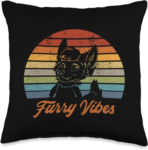 Furry Fandom Furries Give Huggies Apparel Retro Fandom Furry Vibes-Cute OwO Fursuit - Almohada de 15.7 x 15.7 in, multicolor