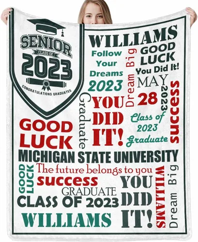 Miniatura 21 de Manta de sofá de graduación personalizada con imagen, manta personalizada para graduados para clase de 2023, personalizable con cualquier palabra