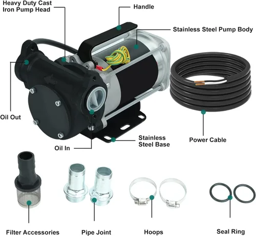 Miniatura 3 de BLACKHORSE-RACING Bomba de transferencia de combustible de 12 VCC, 15 GPM / 57 LPM, autocebante, motor de paletas rotativas con protección térmica