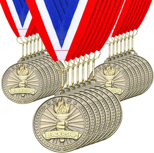 Miniatura 20 de Quelay 30 piezas Medallas de premio de 2" al por mayor, medallas ganadoras de oro con cintas para el cuello, medallas de trofeo de metal, premio