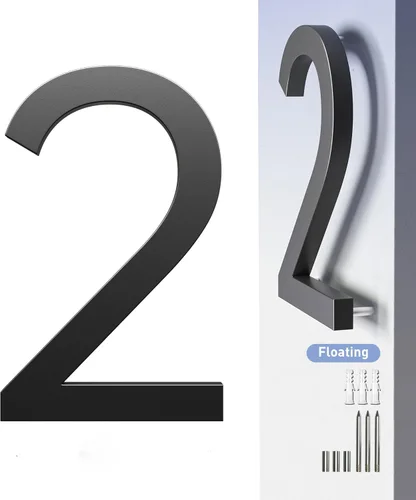 Miniatura 14 de Números de Casa para Exterior Número de Dirección - 7 Pulgadas Número de Casa Moderno de Metal Negro 6, Números de Puerta Flotantes Grandes 3D