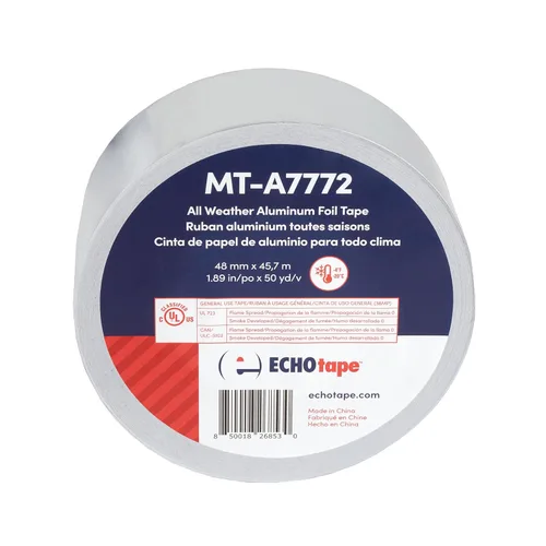 ECHOtape MT-A7772 Cinta de papel de aluminio | Todo tipo de clima | Interior-Exterior | Sellado de vapor | Costuras FSK | Plata | 1.89 in x 50 yardas