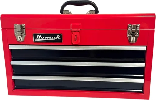 Miniatura 5 de Caja de herramientas portátil de metal Homak, de 20 pulgadas, con 3 cajones, pequeño cofre de herramientas con forros EVA, cajones deslizantes