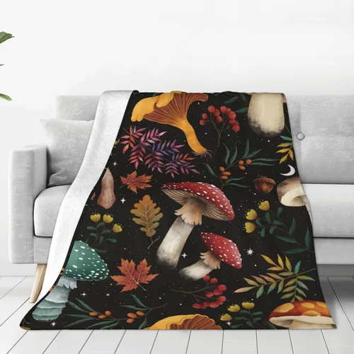 Miniatura 2 de Manta suave y cálida de franela, manta de cama de forro polar, regalo para decoración del hogar, silla, sofá, hongo, 50 x 40 pulgadas