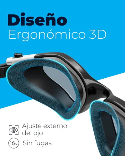 Miniatura 6 de AqtivAqua DX - Gafas de natación con visión amplia para adultos, hombres y mujeres, antiempañamiento y sin fugas Gafas negras + funda plateada