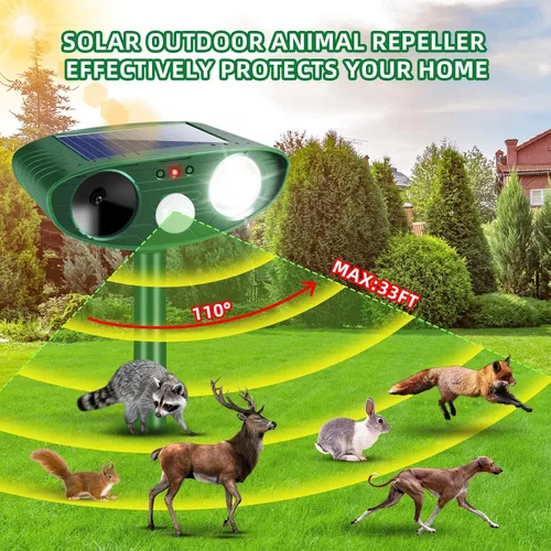 Miniatura 2 de Repelente solar mejorado de animales, repelente ultrasónico de animales, dispositivos repelentes de ciervos para exteriores, impermeables