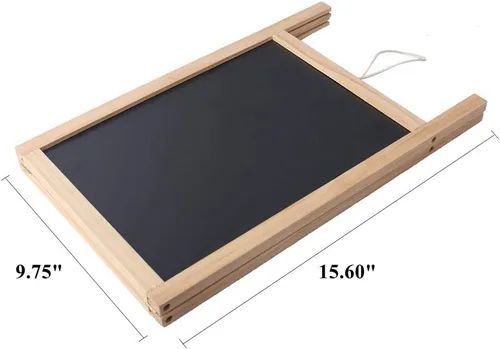 Miniatura 2 de Pizarra echada a un lado doble del marco de madera independiente para el tablero del menú de la mesa, letrero del mensaje de la boda Negro