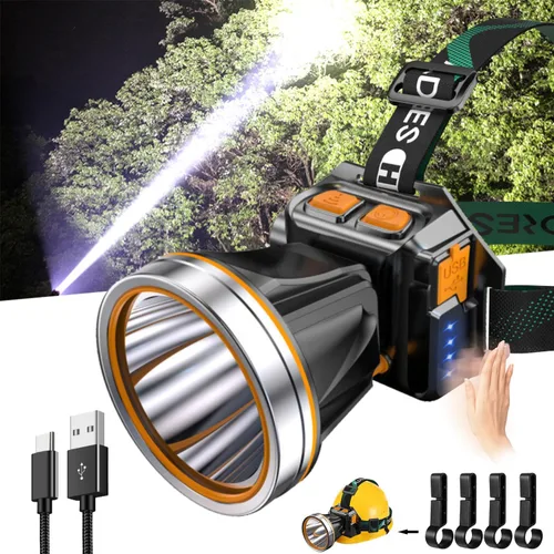 Miniatura 11 de Luces de Caza de Mapache, Linterna de Cabeza LED de Alta Potencia, Linterna de Cabeza Recargable Superbrillante, Linterna de Foco al Aire Libre
