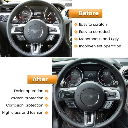 Miniatura 3 de Cubierta extendida para palanca de cambios de volante para Ford Mustang 2015 2016 2017 2018 2019 2020 2021 2022 2023 Accesorios de decoración Negro
