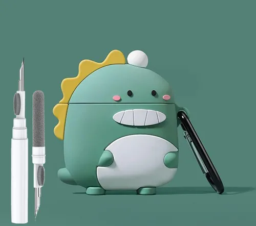 Bonita funda de dinosaurio para Airpod Pro/Pro 2 Gen 2023/2022/2019, divertida funda Kawaii de dibujos animados 3D con kit de limpieza y llavero