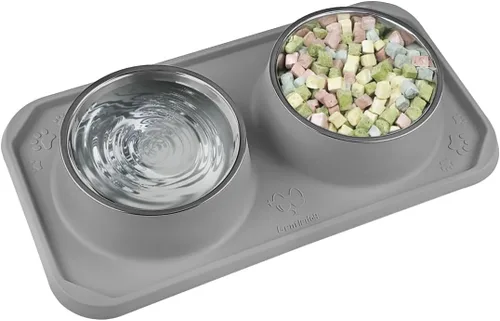 Miniatura 10 de Cuencos para gatos para alimentos y agua, cuencos dobles premium removibles de acero inoxidable con fondo antideslizante y soporte elevado