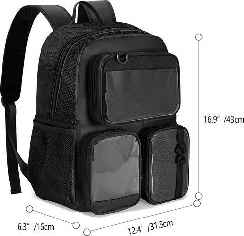 Miniatura 6 de Ita Bolso con Pin de Exhibición Mochila con Inserción, Mochila Estética Kawaii con Funda para Laptop para Cosplay y Concierto, Negro, Mediana