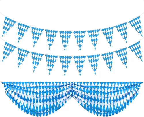 Banderines de tela para Oktoberfest, banderines de Oktoberfest con banderines bávaros para fiesta de Oktoberfest, suministros de decoración de
