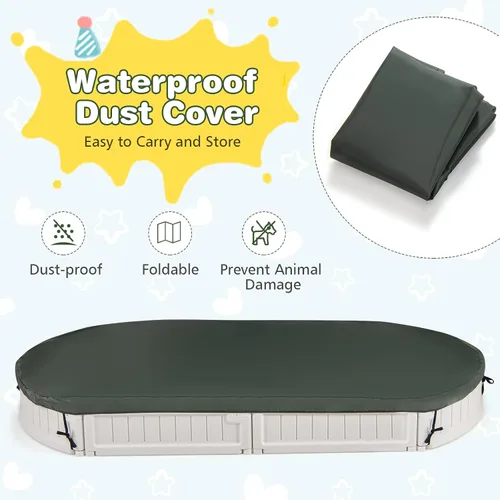 Miniatura 2 de Costzon Caja de arena para niños con cubierta, asiento integrado desmontable, forro inferior, kit de caja de arena para exteriores resistente a