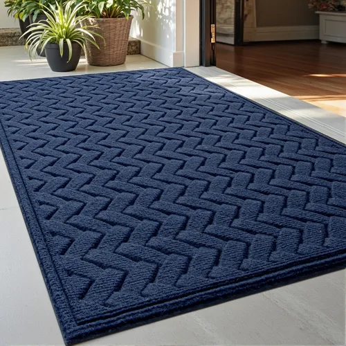 Miniatura 23 de DEXI Tapete para puerta delantera, entrada exterior, 17 x 29 pulgadas, tapete de goma para puerta trasera, resistente, antideslizante de perfil negro