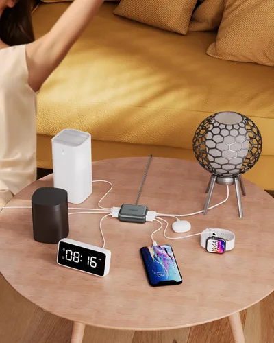 Miniatura 2 de Cargador USB de 8 puertos, cargador USB C de viaje multipuerto, mini estación de carga con puertos USB C y USB A, bloque de estación de carga