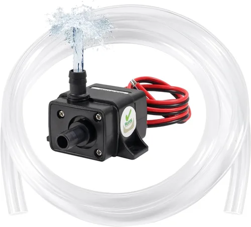 DIANN Mini bomba de agua sumergible DC 12 V pequeña bomba de fuente (4.8 W 240 L/H) con tubo de 3.3 pies 0.315x0.394 in para fuente de acuario de