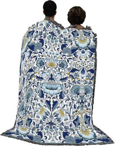 Miniatura 3 de Pure Country Weavers William Morris Lodden Cornflower Blanket - Artes y Oficios - Tapiz Decorativo de Regalo Tejido de Algodón - Fabricado