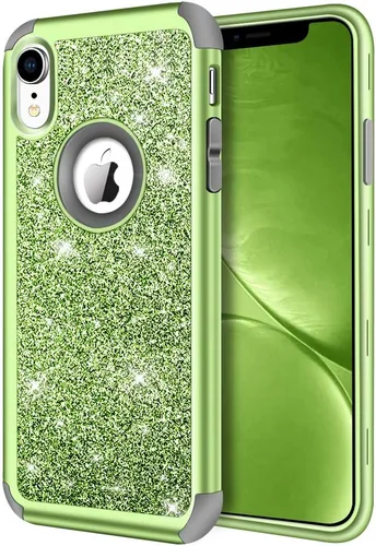 Miniatura 14 de Hython Compatible con Funda para iPhone XR, Protector Defensor de Cuerpo Completo de Servicio Pesado con Purpurina Brillante Reluciente, Carcasa