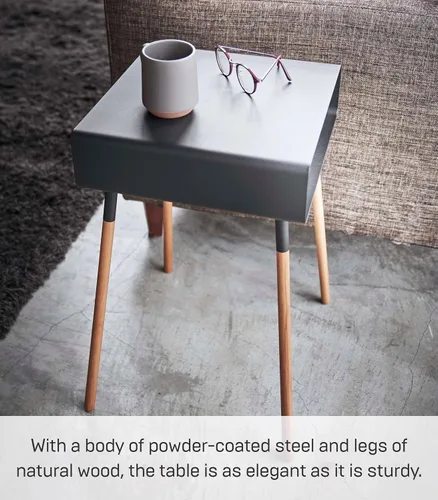 Miniatura 6 de YAMAZAKI Home Mesa auxiliar lisa con estante de almacenamiento abierto, acento rectangular que ahorra espacio, sala de estar, dormitorio, sofá, mesa