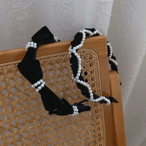Miniatura 3 de Wiwpar Diadema de perlas para mujer, accesorios para el cabello, paquete de 2 (negro)