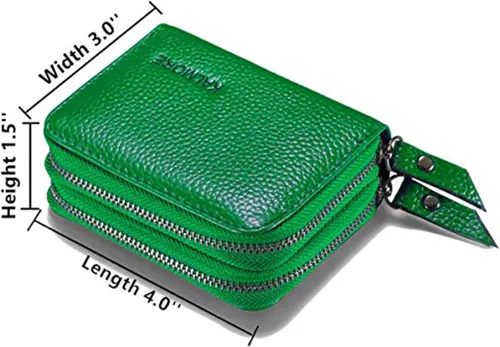Miniatura 2 de KALMORE Women's Genuine Leather RFID Secure Spacious Cute Zipper Card Wallet Small Purse