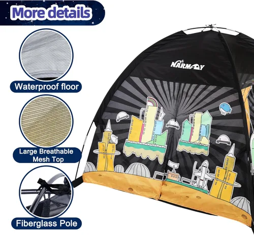 Miniatura 5 de NARMAY® Play Tent Space World Dome - Tienda de campaña para niños, diversión en interiores y exteriores, 48 x 48 x 40 pulgadas