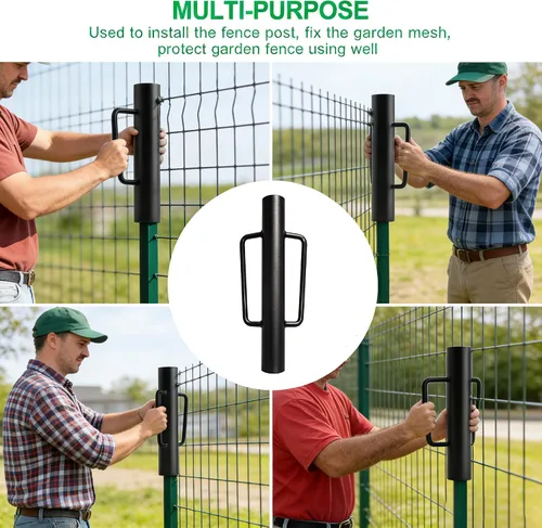 Miniatura 5 de MTB Supply 1 paquete de poste de valla de 24 pulgadas con mango de hierro negro de 12 libras, poste en T de poste de mano para poste de valla en U