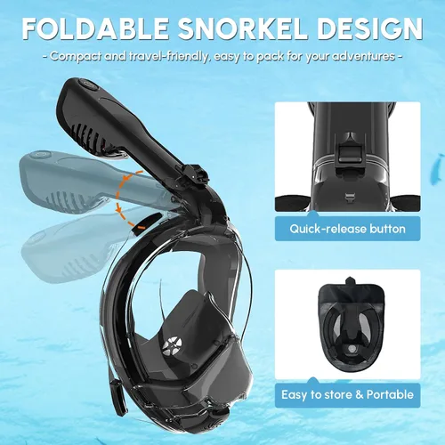 Miniatura 9 de Yosmer Electric Full Face Snorkel Mask for Adults, Fan-Assisted Snorkeling Mask with Dry Top System, 180° Panoramic View, Anti-Fog Design, Foldable