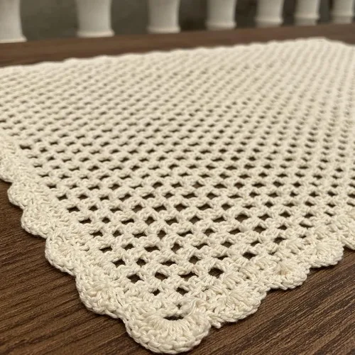 Miniatura 2 de Hsvanyr Mantel pequeño de algodón de ganchillo beige para mesa, protector rectangular para mesita de noche, cómoda para dormitorio, 12 x 17 pulgadas