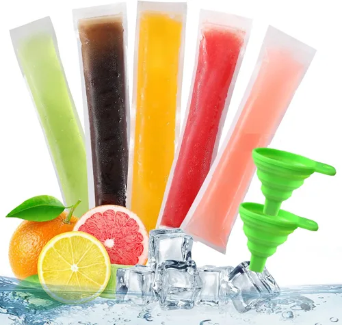 Miniatura 8 de Bolsas de moldes para paletas de hielo, desechables, para bricolaje, bolsas de molde caseras con embudo de silicona, para congelar, aperitivos