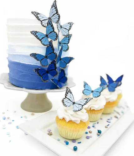 Sugar Robot Adornos comestibles de mariposas para decorar pasteles - Mariposa Ombre Monarca - Adornos para tartas y cupcakes - Decoración fabricada