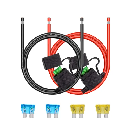 Portafusibles de calibre 10 – Soporte de fusible de alambre resistente en línea de 10 AWG con fusibles de hoja ATC/ATO de 30 amperios para