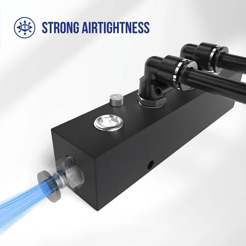 Miniatura 3 de 1/4 NPT Colector de Compresor de Aire, Divisor de Manguera de Línea de 2 Vías de 4 Puertos Coleector Neumático de Distribución de Aire con Accesorios
