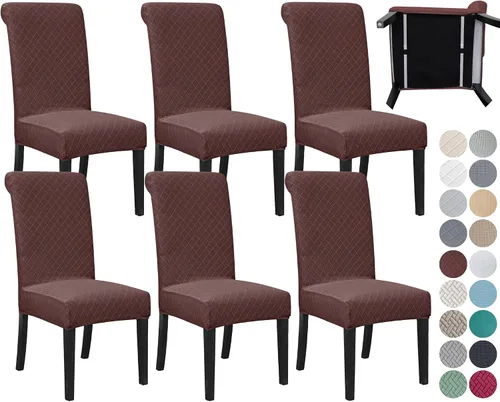 Miniatura 39 de SPRINGRICO Paquete de 2 fundas para sillas de comedor con cinturón de seguridad, fundas elásticas para sillas Parsons lavables, fundas protectoras
