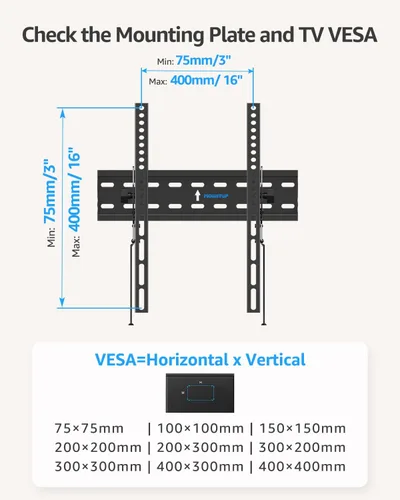 Miniatura 3 de MOUNTUP Soporte de pared para TV, soporte de TV inclinable para la mayoría de televisores planos/curvos LED LCD OLED de 26 a 60 pulgadas, perfil