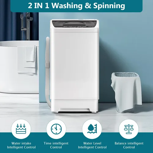 Miniatura 5 de DOGHLY - Lavadora portátil de 16 libras, lavadora y centrifugadora completamente automática con 10 programas, bloqueo para niños y ahorro