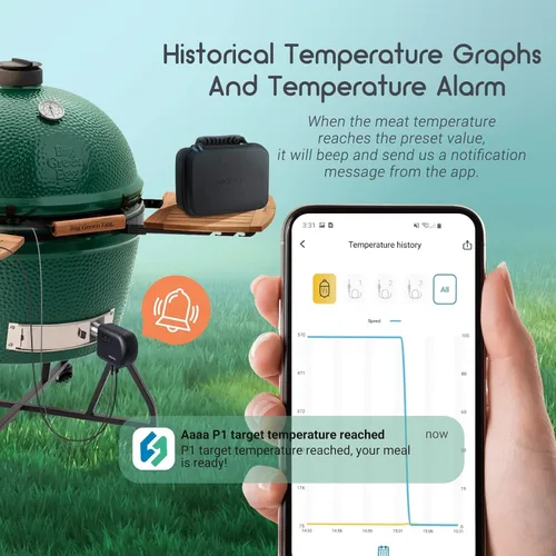 Miniatura 5 de INKBIRD Controlador de temperatura Wi-Fi y Bluetooth para barbacoa, termómetro automático para ventilador de ahumador, con 4 sondas para huevo