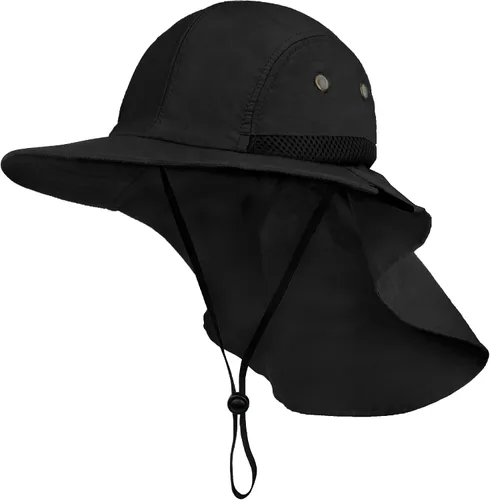SUN CUBE UPF50+ Sombrero de sol para hombres y mujeres con solapa para el cuello, ala ancha, protección UV, sombrero de safari para pesca,