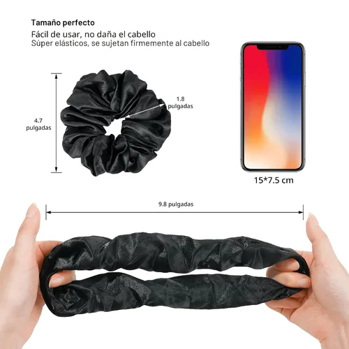 Miniatura 6 de 16 coleteros para mujer – Lazos y bandas de satén para el cabello, soportes grandes para cola de caballo para cabello grueso y rizado, lindas colas