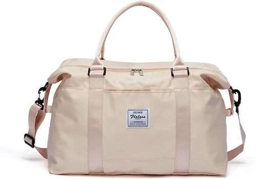 Miniatura 31 de KARRESLY Bolsa de viaje para mujer, bolsa de hombro para fin de semana, bolsa de deporte, gimnasio, bolsa de mano, impermeable, Beige