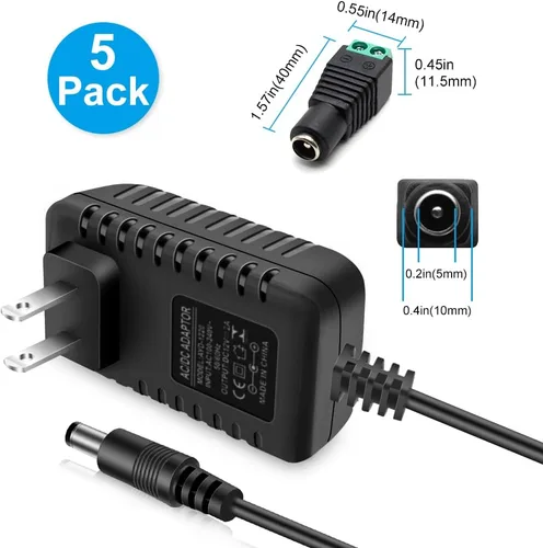Miniatura 6 de Fuente de alimentación LED de 12 V, fuente de alimentación CC 12 voltios 2A 24 W, transformador de 100-240 V CA a 12 V CC, adaptador de corriente