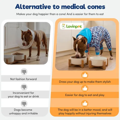Miniatura 6 de LovinPet - Mamelucos grandes para perros Pitbull - Cuidado de heridas/Ropa para perros postoperatorios, camiseta para aliviar la ansiedad en perros