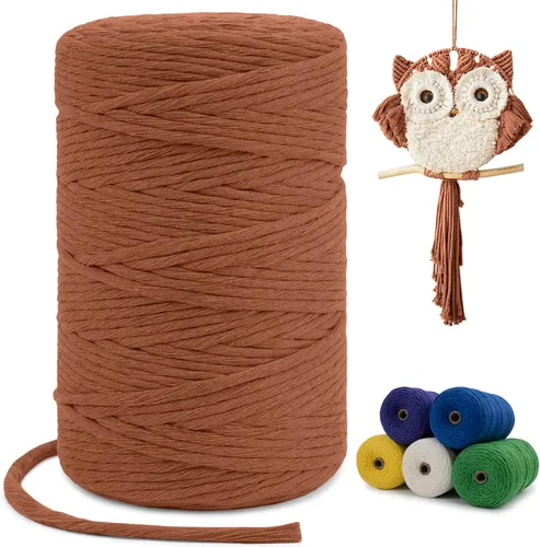 Miniatura 30 de Cuerda de macramé de una sola hebra de 0.197 in x 110 yardas, cuerda de macramé de algodón natural de 0.197 in, cuerda de algodón grueso para colgar