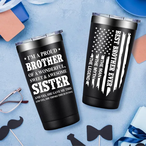 Miniatura 5 de SpenMeta Regalos para hermano – Regalos para hermano de hermana – Regalos de cumpleaños para adultos de los mejores hermanos – Vaso de 20 onzas